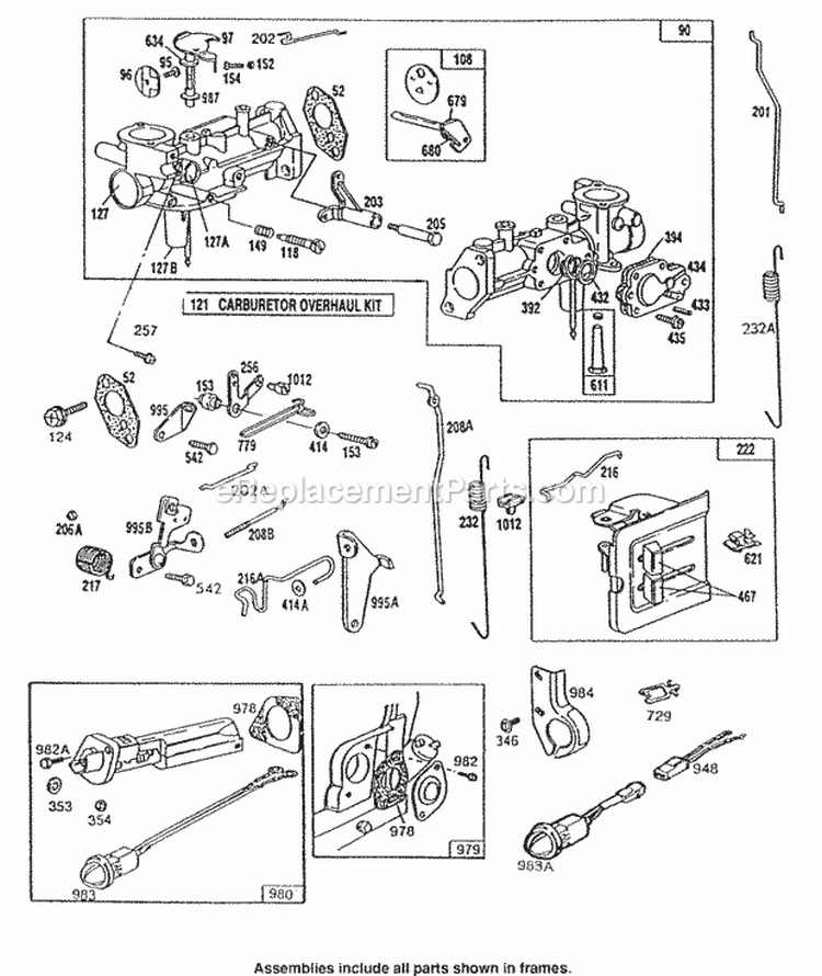 CarburetorOil GardControls Diagram and Parts List for  Briggs and Stratton Engine